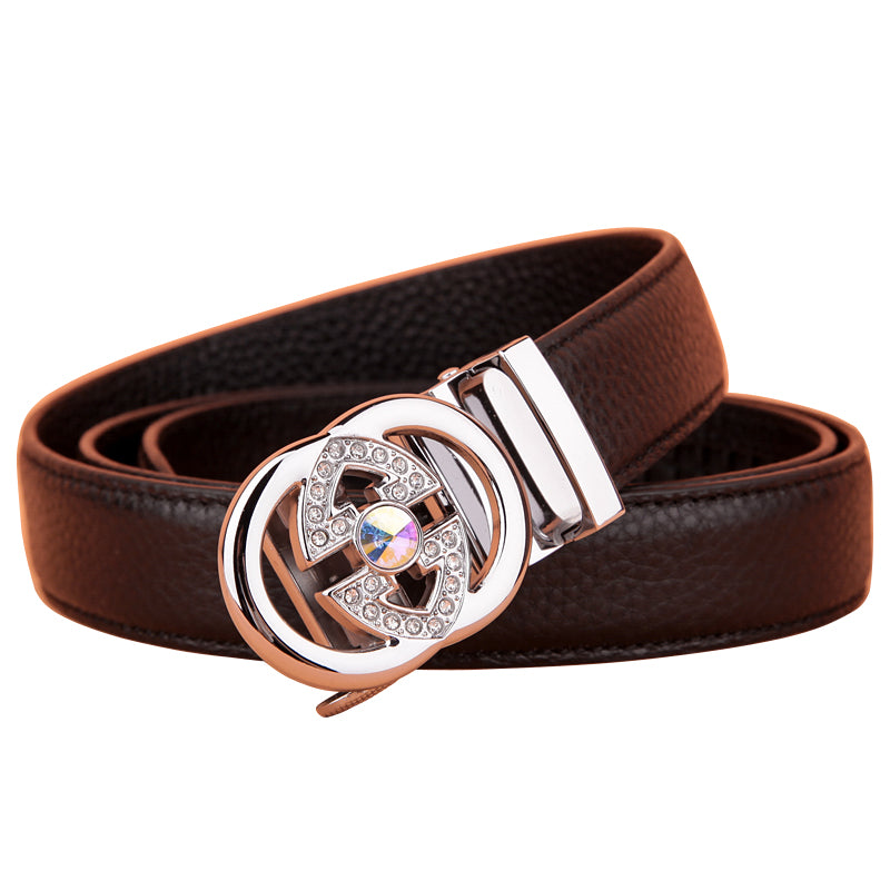 First Layer Cowhide Leather Automatic Buckle Belt Ladies