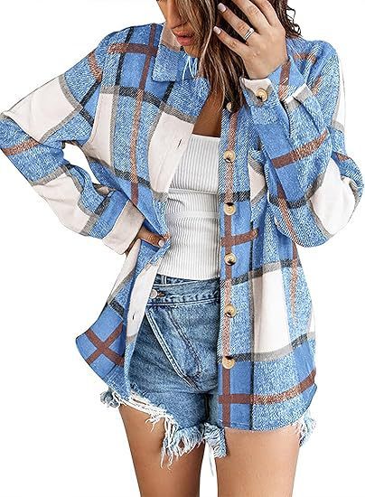 Women's Brushed Woolen Jacket Plaid