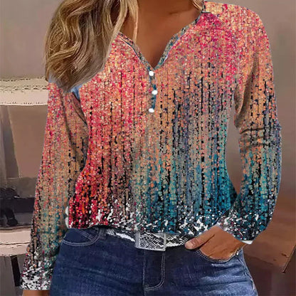 Casual Printed Long-sleeved T-shirt Top