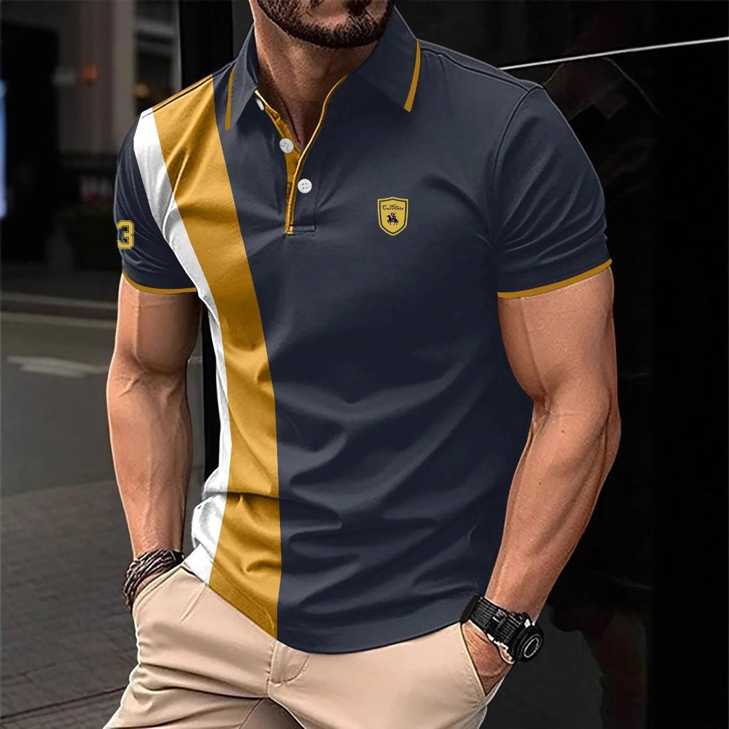 Men's 3D Printing Digital Printed Polo Shirt Short Sleeve
