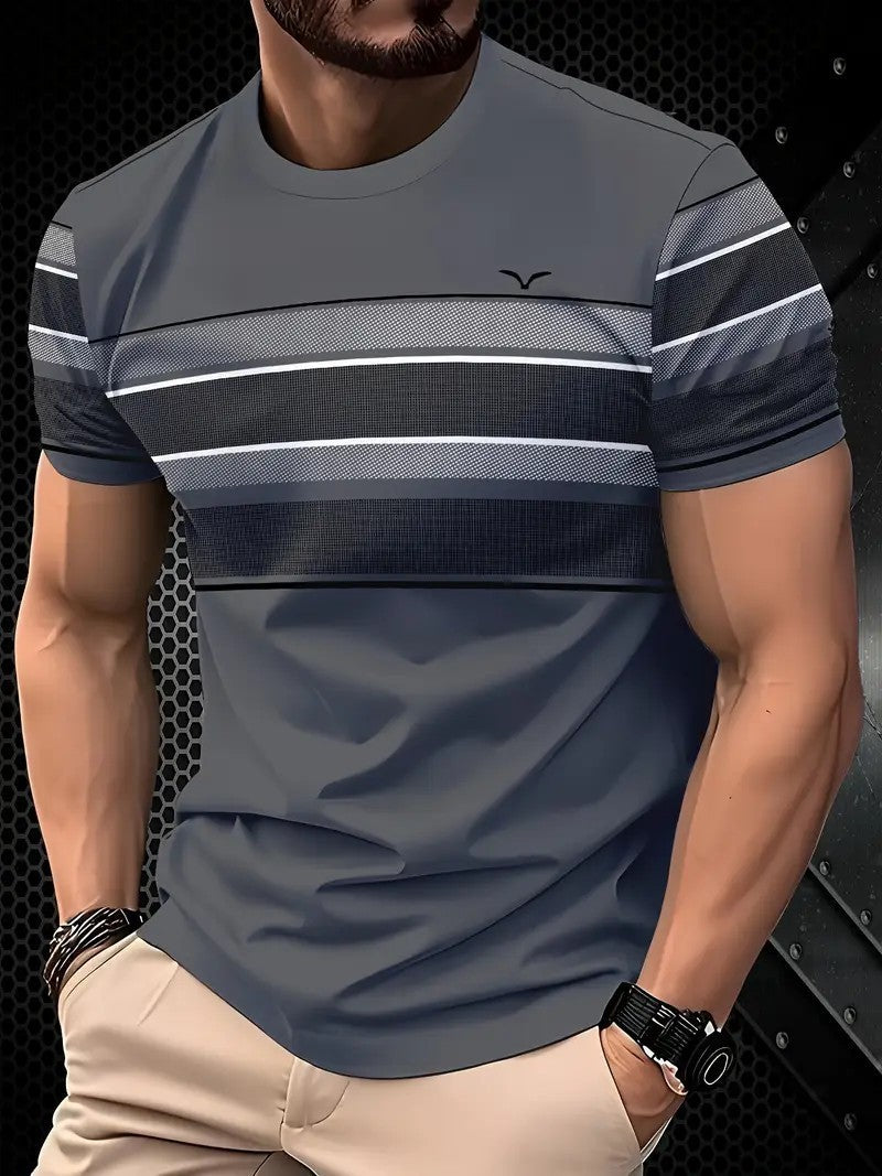 New Fashion Casual High Quality Contrast Color Men's Short Sleeve T-shirt