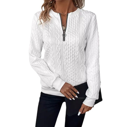 Pullover Half Long-sleeve Zipper Sweaters Women's Clothing