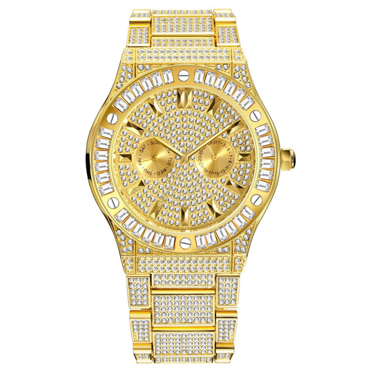 High-end Square Diamond Large Dial Waterproof Men's Quartz Watch