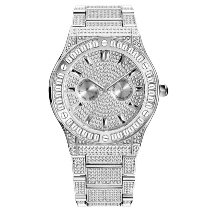 High-end Square Diamond Large Dial Waterproof Men's Quartz Watch