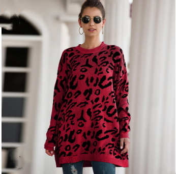 Loose Leopard Print Sweaters With Long Sleeves