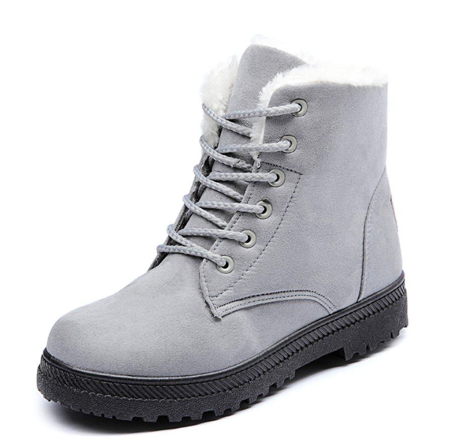 Winter Women's Snow Boots: Large Size, Flat, Casual, with Artificial Plush