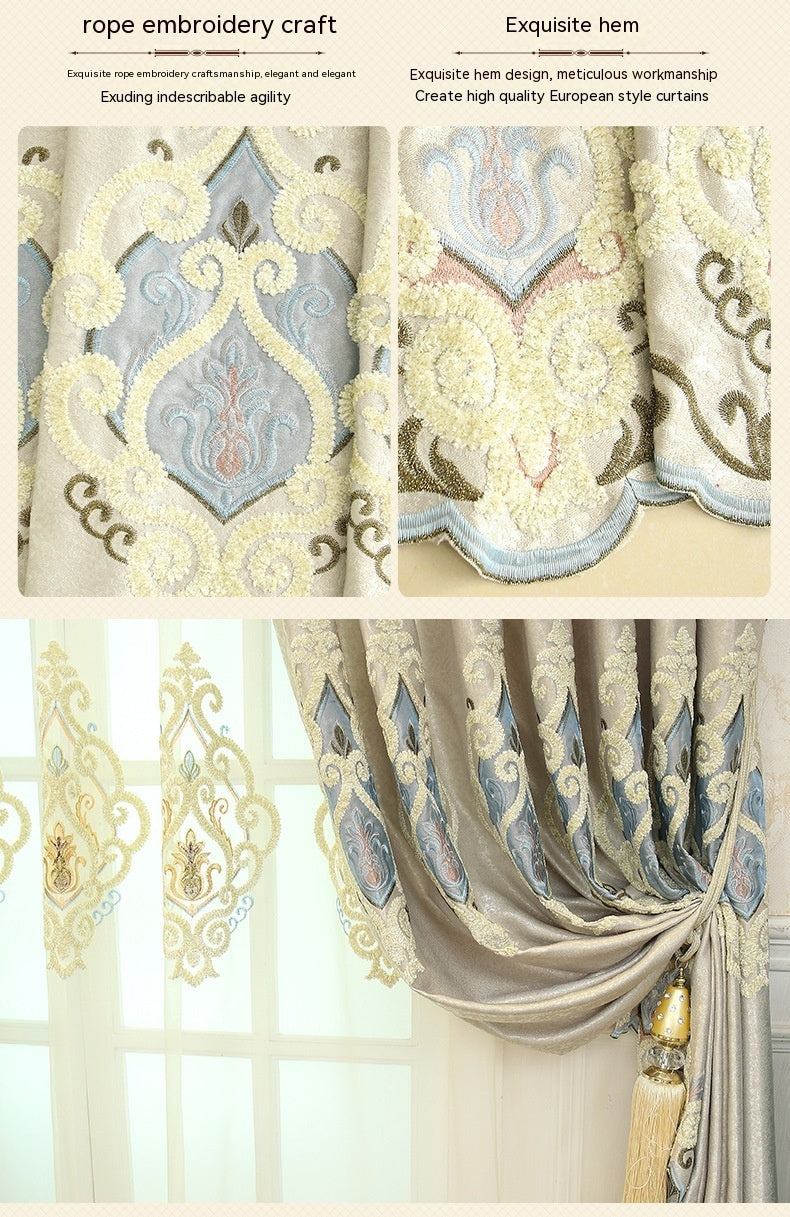 Embroidered Mesh Curtains For Living Room & Bedroom