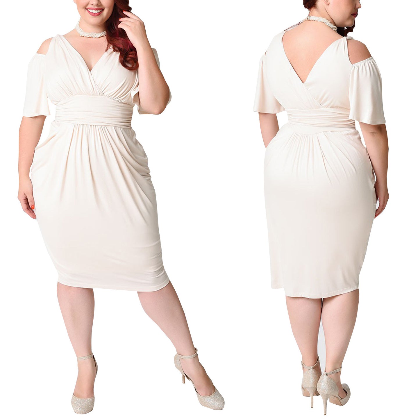 Robe élégante sexy à grande taille et épaules dénudées