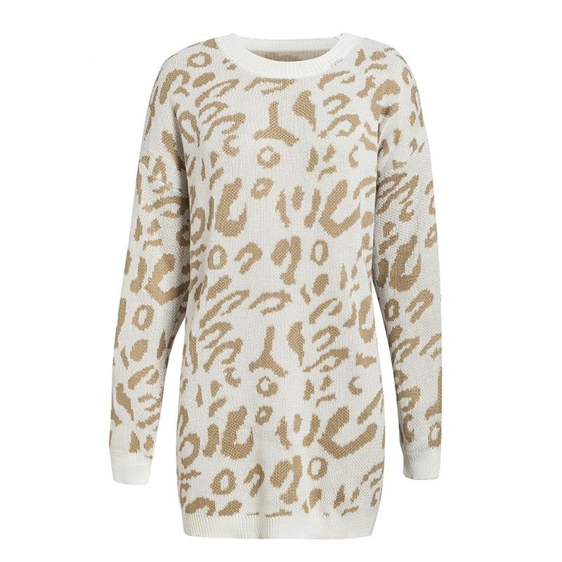 Loose Leopard Print Sweaters With Long Sleeves