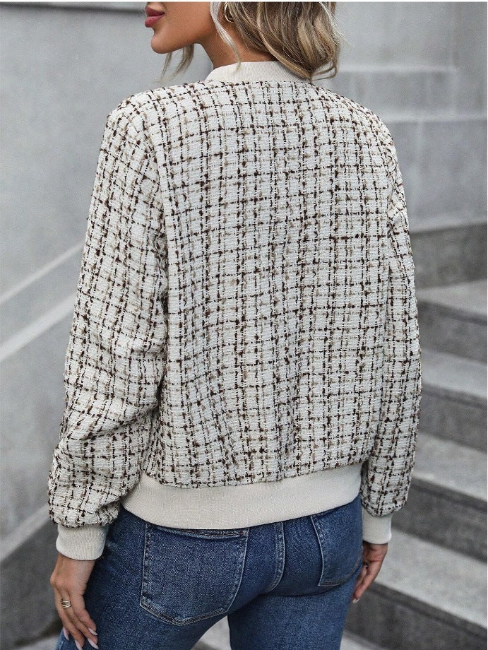 Fashionable & Versatile Plaid Zipper Jacket