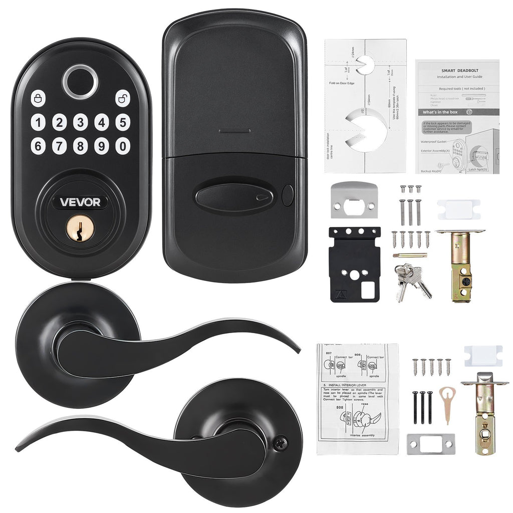 Fingerprint Door Lock With Level Handles Keyless Entry Door Lock Password