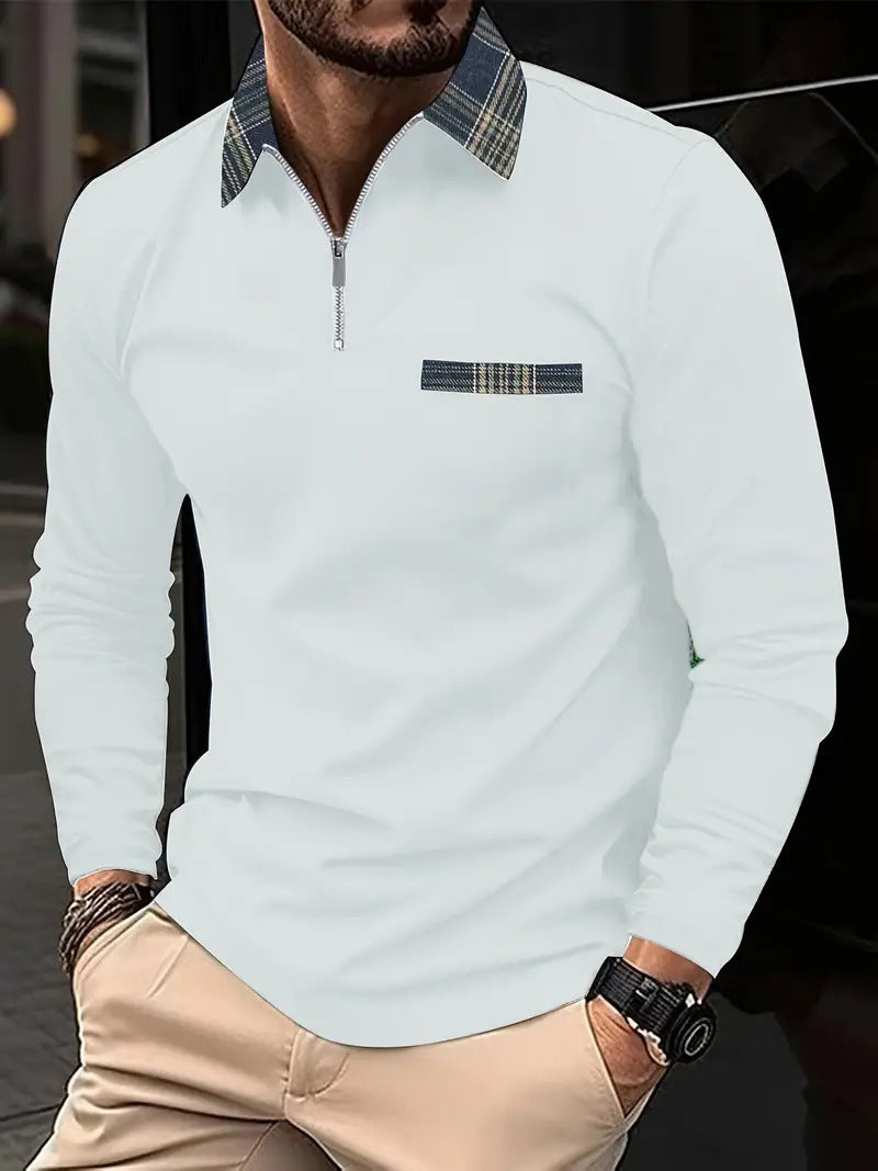Men's Personalized 3d Digital Printing Long-sleeve Zipper Polo Shirt Top