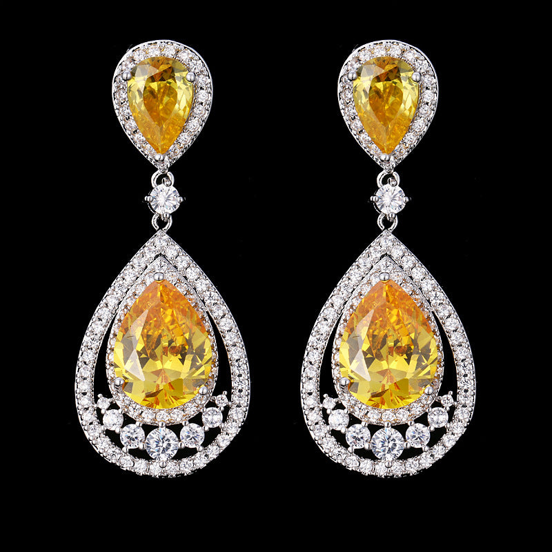 Inlaid dripping zircon earrings