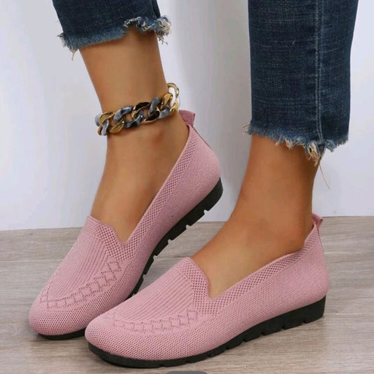 Casual Mesh Flats Shoes Fashion Solid Color Round Toe Loafers Cozy Lazy Shoes