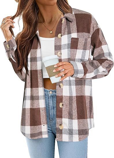 Women's Brushed Woolen Jacket Plaid