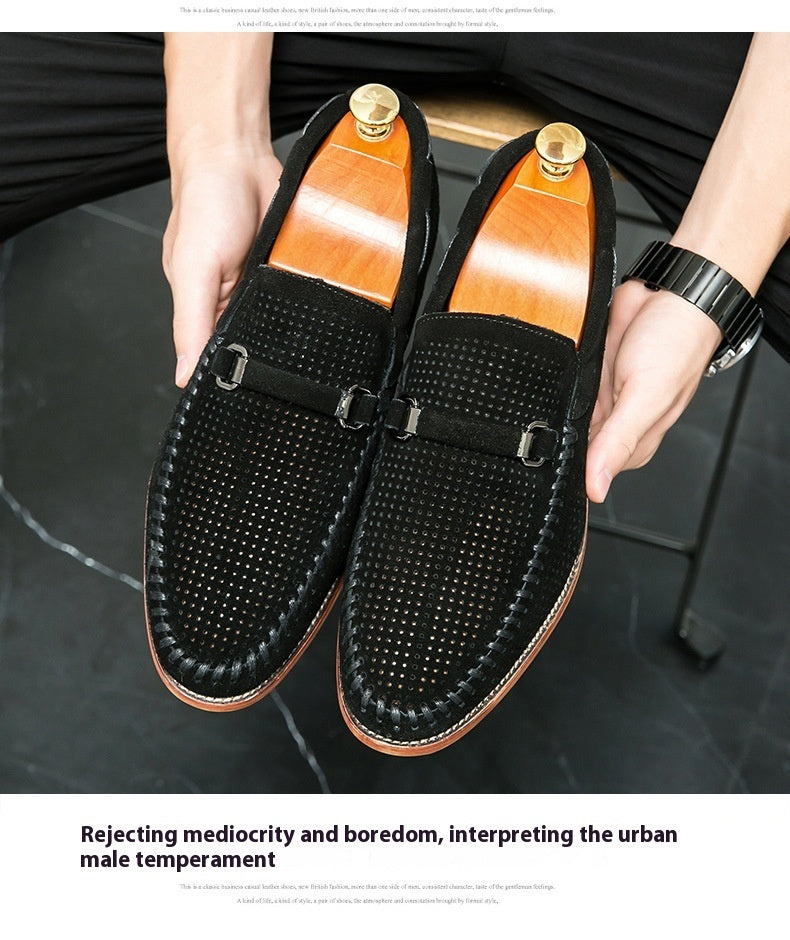 Punching Breathable Slip On Leather Shoes