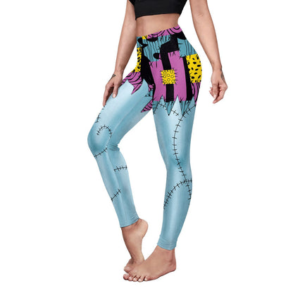 Christmas Horror Night Leggings with Sally Halloween Print - Digital Hip Shaping Pants