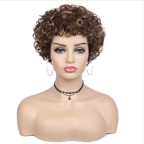 Short & Loose Curly Wig with Bangs