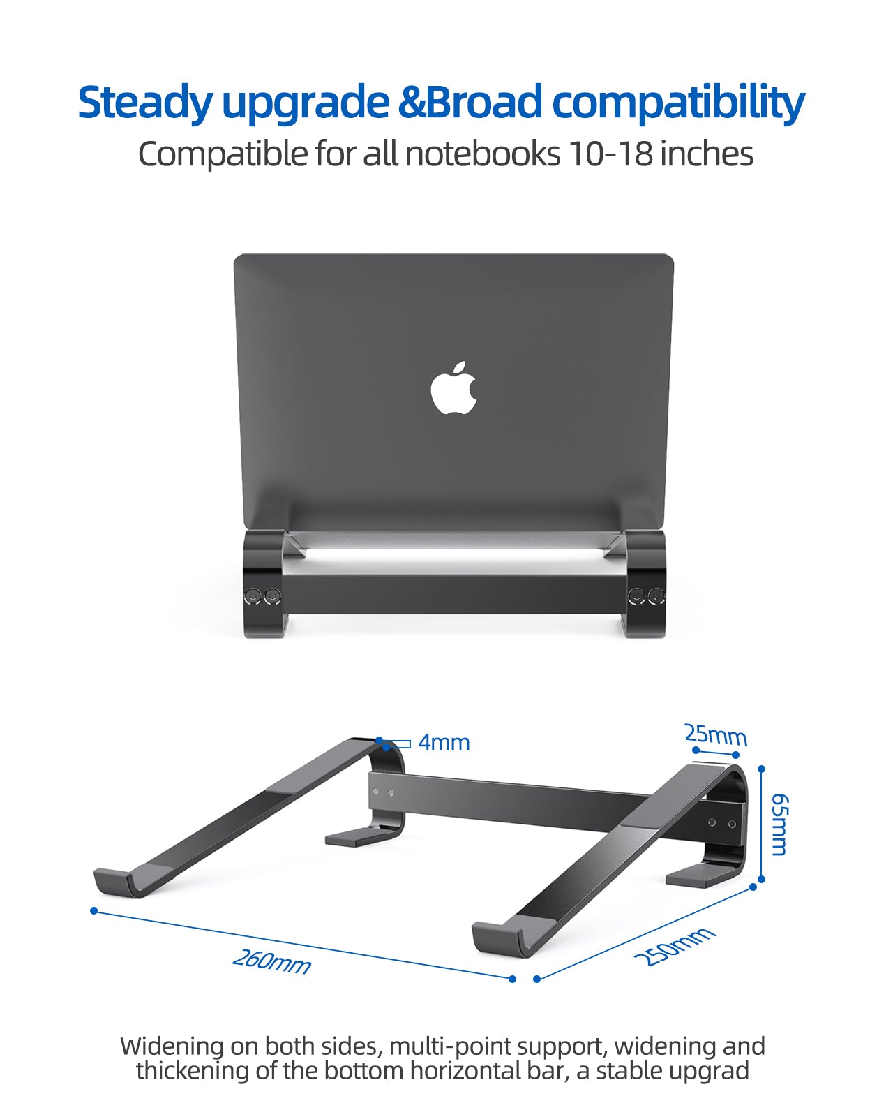 Soporte portátil extraíble para computadora portátil Soporte ergonómico desmontable ventilado de aluminio para computadora portátil