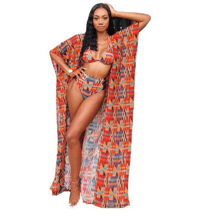 Printed Swimsuit Sexy Bikini Three Piece Set