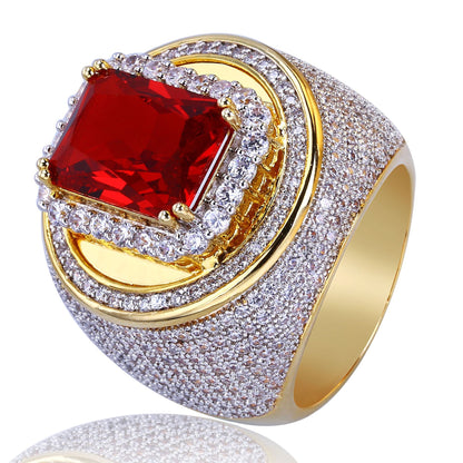 Men's Gold Plated Zircon Ring