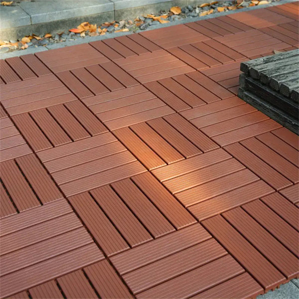 44pcs Interlocked Deck Plastic Tiles With Four-way Locking