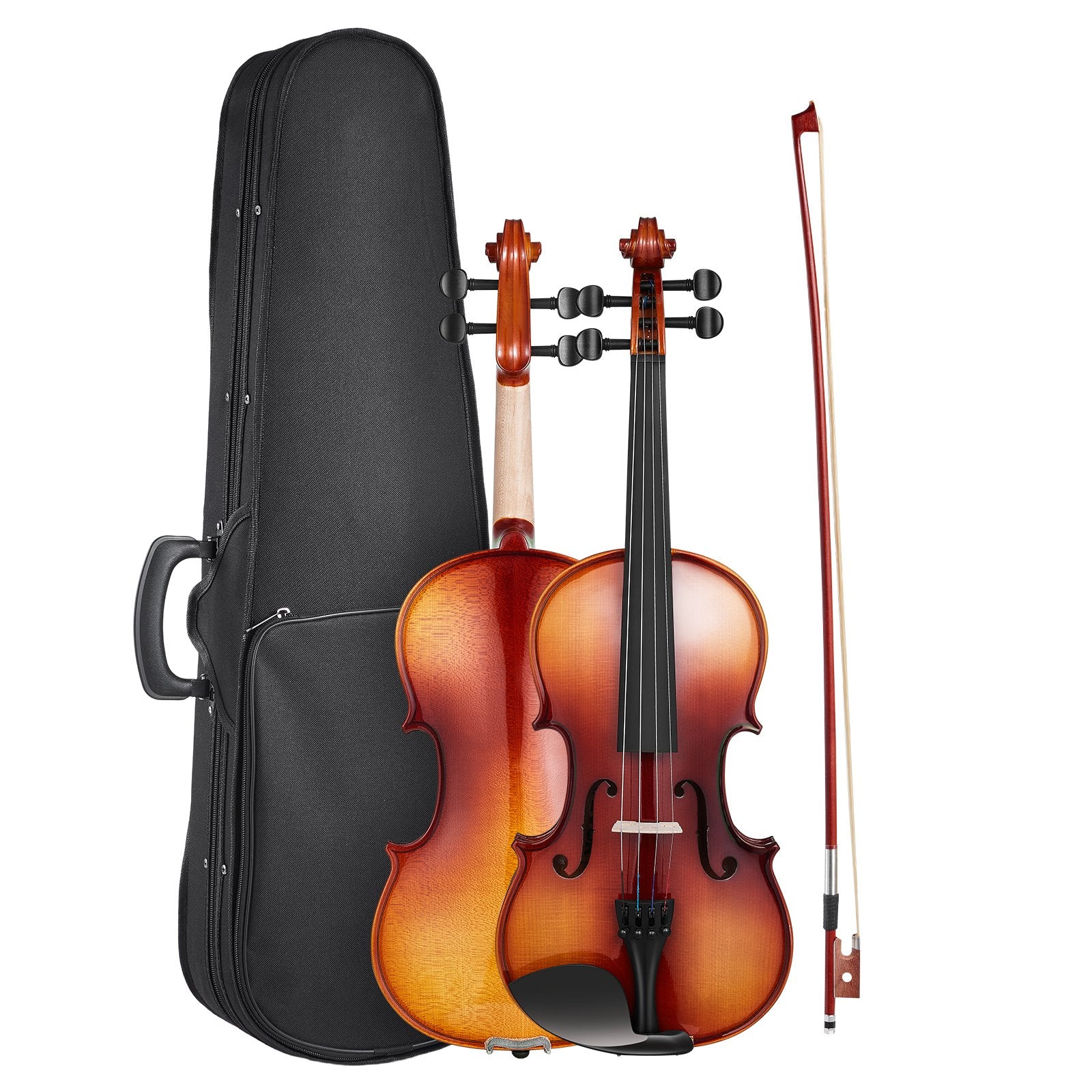 Violin 4/4 Full Size For Adults, Violin Fiddle Set For Beginners Student With Hard Case,Rosin, Bow,Shoulder Rest,Bridge,Extra Strings,Professional Solidwood Instrument (Glossy Brown)