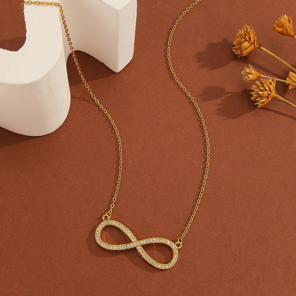 Sparkling Diamond Infinity & Love Pendant Necklace for Women