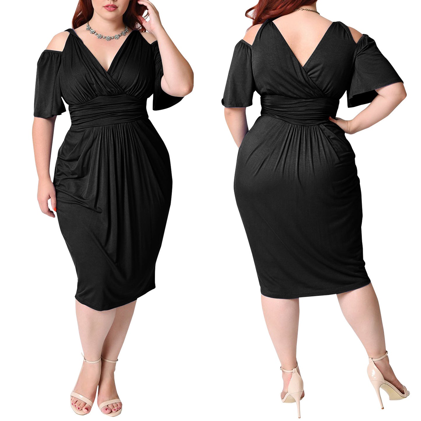 Robe élégante sexy à grande taille et épaules dénudées