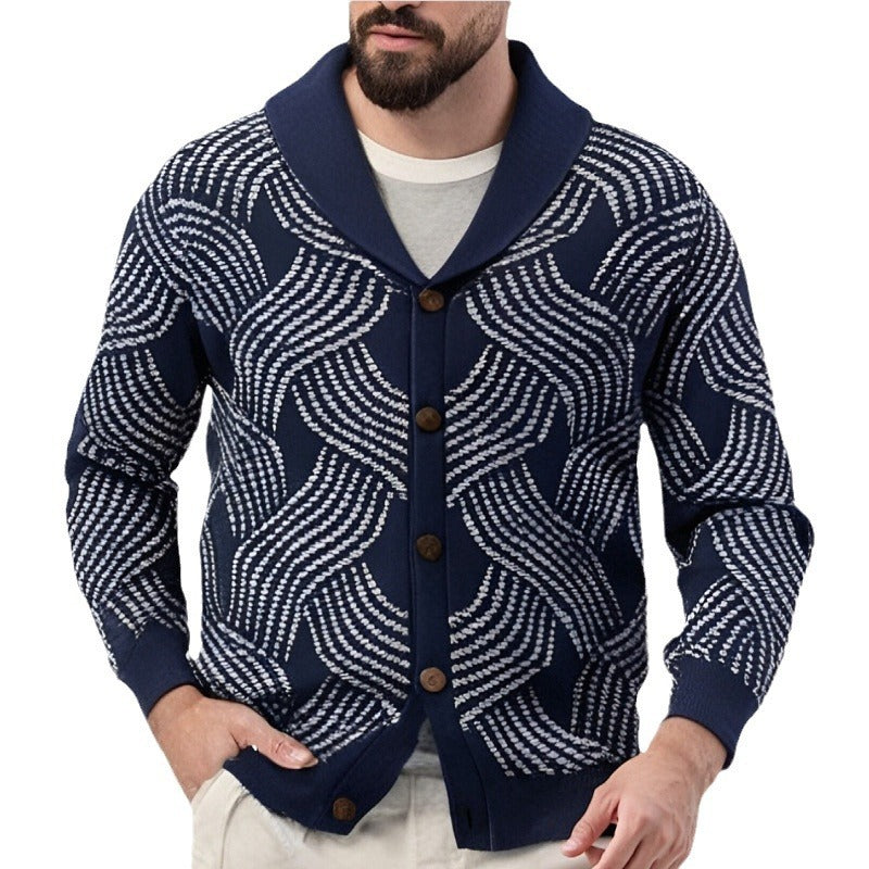 Men's Core-spun Yarn Jacquard Knitted Jacket