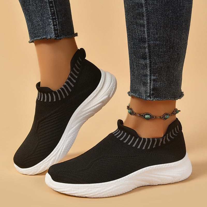 Women's Striped Slip-On Sneakers - Breathable & Comfortable