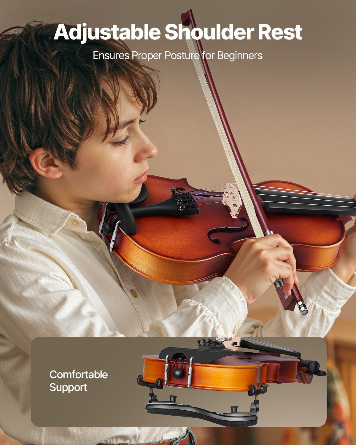 Violin 1/4 Size For Adults, Violin Fiddle Set For Beginners Student With Hard Case, Rosin, Bow, Shoulder Rest,Bridge,Tuner And Extra Strings,Solidwood Professional Musical Instruments (Brown)