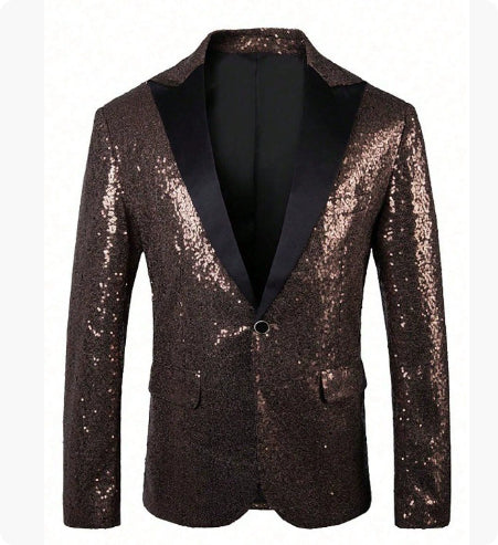 Men Banquet Stage Costume Bar Sequin Suit