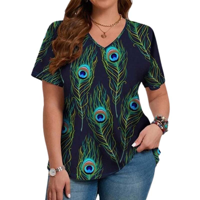 Women  Peacock 3D Printing T-shirt