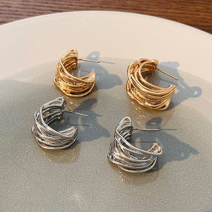 Women's Fashion C- Shaped Winding Hoop Earrings