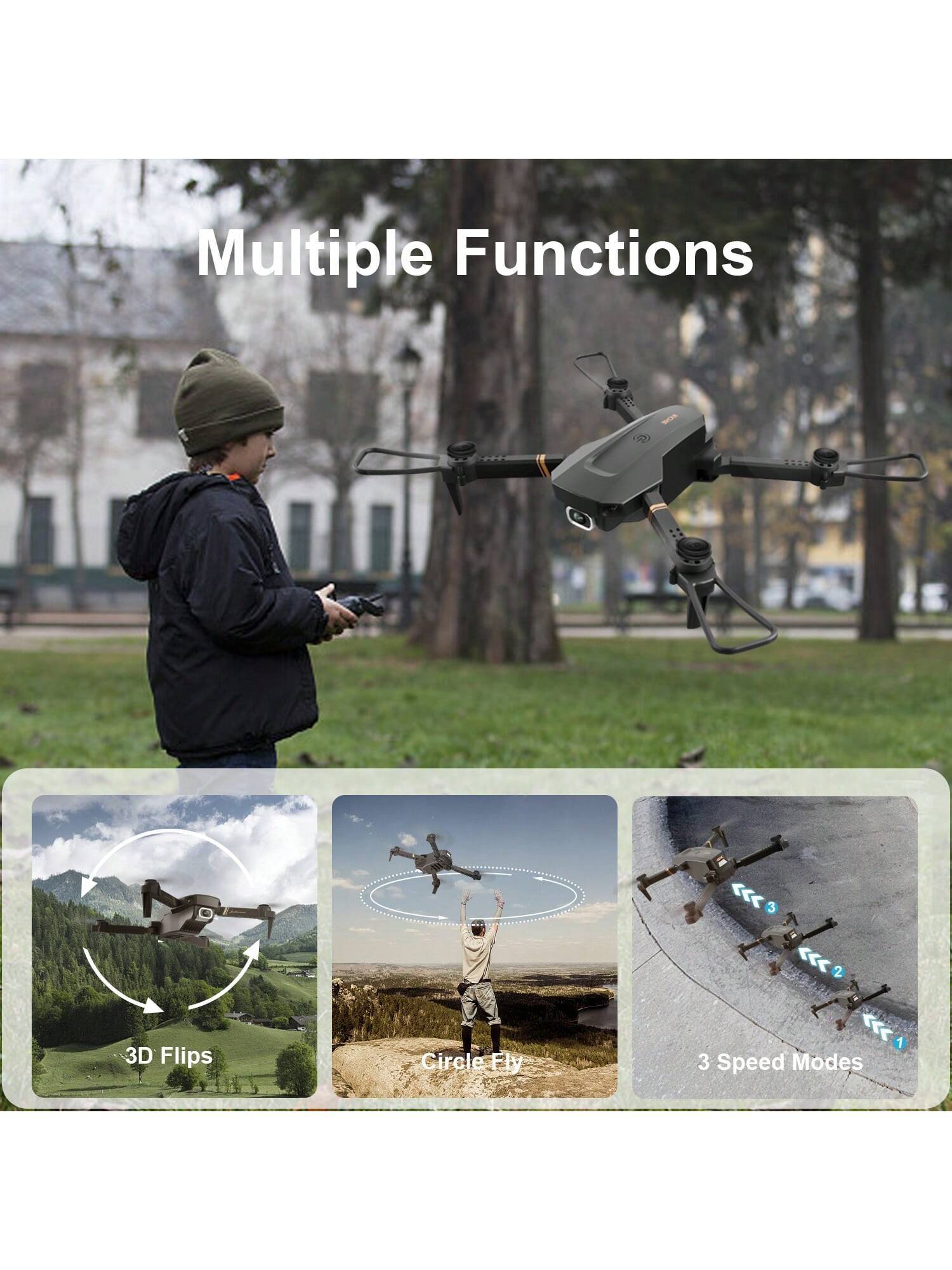 V4 Foldable RC Quadcopter Drone Kit for All Ages | 4K/1080P Camera | 3 Batteries | Extended Flight