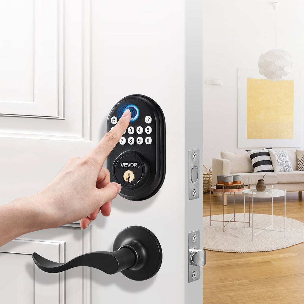 Fingerprint Door Lock With Level Handles Keyless Entry Door Lock Password