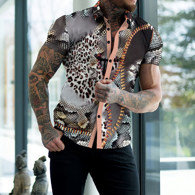 Camisa de hombre con estampado de playa de verano