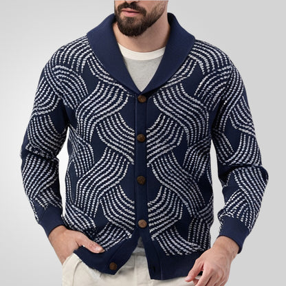 Men's Core-spun Yarn Jacquard Knitted Jacket