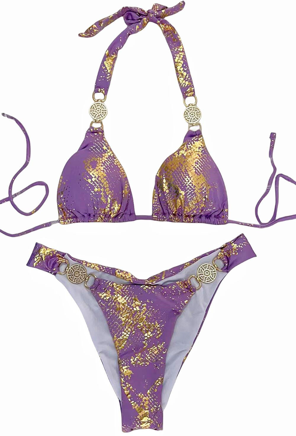 Snake Pattern Bronzing Bikini Crystal Diamond Metal Accessories