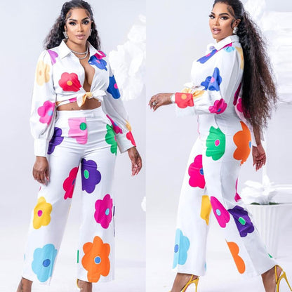 Women's Fashion Color Printed Two-piece Set