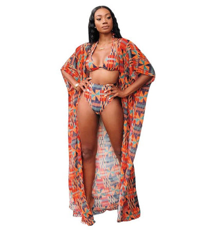 Printed Swimsuit Sexy Bikini Three Piece Set