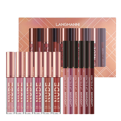 12-Piece Matte Lipstick & Liner Set (Waterproof & Long-Lasting)