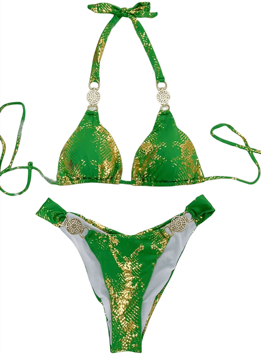 Snake Pattern Bronzing Bikini Crystal Diamond Metal Accessories