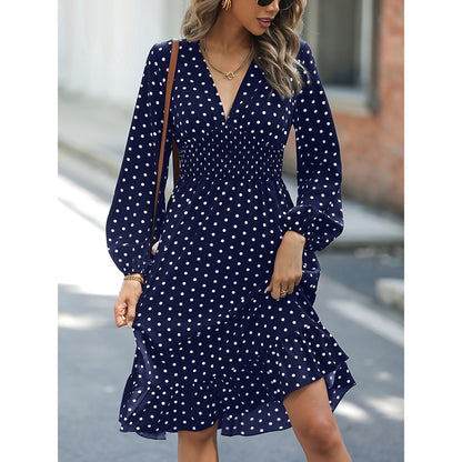 Women Polka Dot Long Sleeve Dress