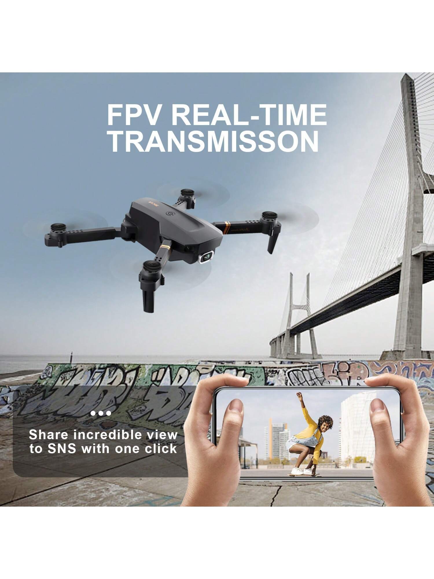 V4 Foldable RC Quadcopter Drone Kit for All Ages | 4K/1080P Camera | 3 Batteries | Extended Flight