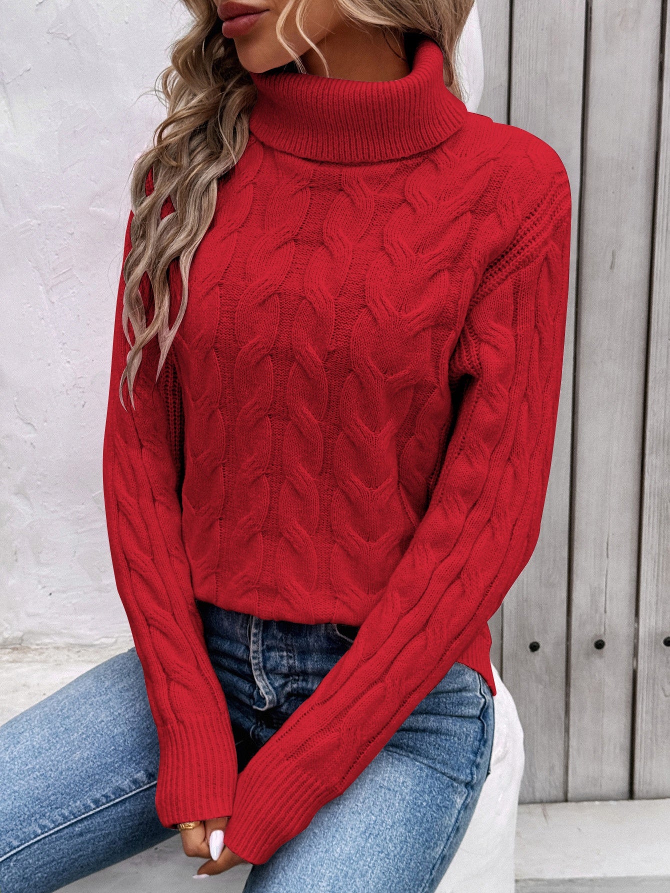 Women's Cable-knit Turtleneck Sweater