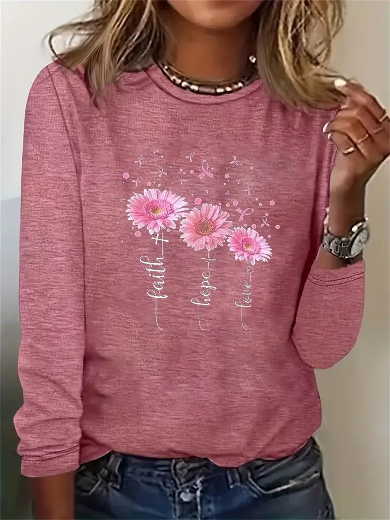 Women's New Long Sleeve 3D Printed Crew Neck Sweatshirt