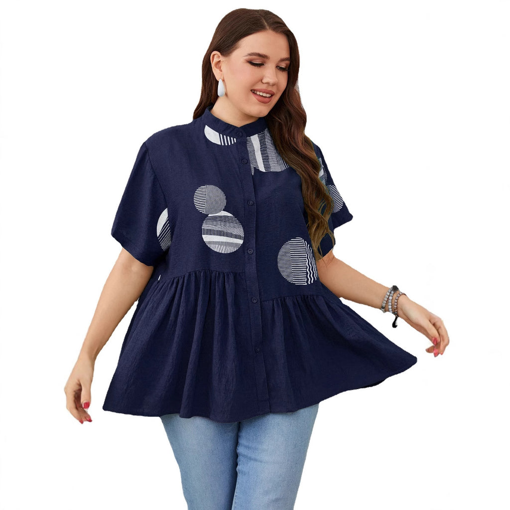 Women's Slim-fit Ruffled Short-sleeved Shirt