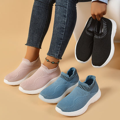 Women's Striped Slip-On Sneakers - Breathable & Comfortable